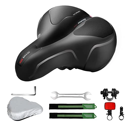 Mountain Bike Seat : Bike Accessories Kit, Bike Seat Wide Cycling Saddle Memory Foam Breathable Cushion Pad with Cover Installation Tool for Mountain Bike