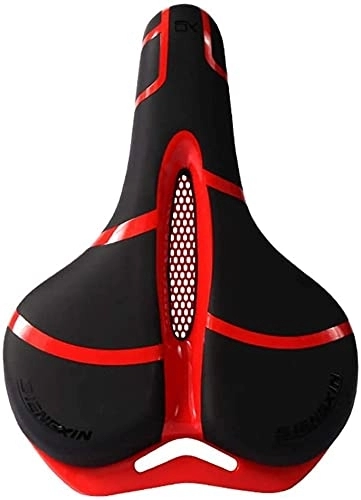 Mountain Bike Seat : Bike Saddle Bike Seat Breathable Thickened Mountain Bike Seat Cushion Bicycle Cycling Replacement Parts For Women Men (Color : Red Black)