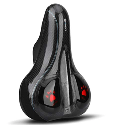 Mountain Bike Seat : Bike Saddle, Comfortable Soft Wide Bike Gel Seat, Thicken Widened Memory Foam Saddle Universal, Waterproof Breathable Fit for Road City Bikes, Mountain Bike and Indoor Spin Bikes, Red