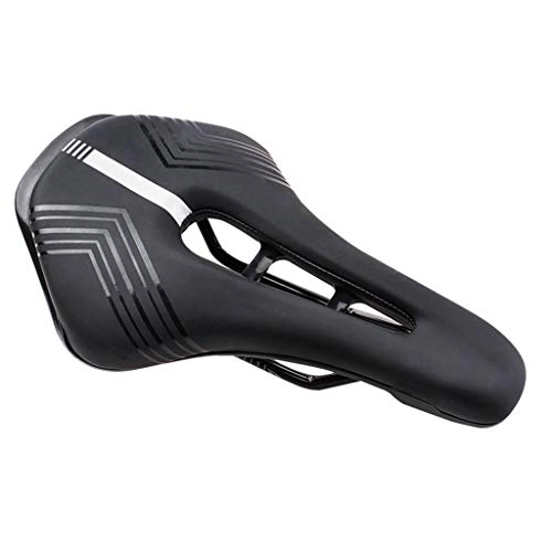 Mountain Bike Seat : Bike Saddle Hollow, PU Comfortable Thickened Hollow High-Elastic Soft Breathable for Road Mountain Or Spinning Class Cycling, Exercise Outdoor Bike for Women Men(Black)