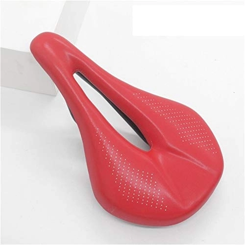 Mountain Bike Seat : Bike Saddle, Mountain Bike Seat Pu+carbon Fiber Saddle Road Mtb Mountain Bike Bicycle Saddle For Man Cycling Saddle Trail Comfort Races Seat Red White (Color : RED 143MM)