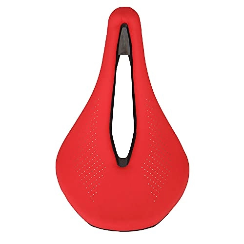 Mountain Bike Seat : Bike Saddle PU Breathable Hollow Cycling Seat Cushion Mountain Road Bicycle Padded Soft Saddle MTB BMX Accessories Red