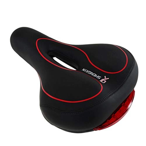 Mountain Bike Seat : Bike Saddle Seat, Comfortable Men Women, Wide Bicycle Saddle Cushion Taillight, Waterproof, Dual Spring Designed, Soft, Breathable, Fit Most Bikes, E