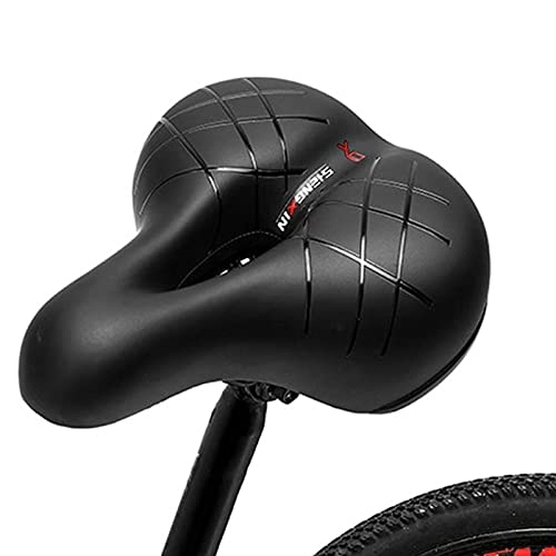 Mountain Bike Seat : Bike Saddle, Ventilated & Breathable Double Shock Absorption Soft And Thick , Mountain Bike Saddle Waterproof PU , Bike Seat, Bicycle Cushion Suitable For MTB Mountain Bike, Folding Bike(10.24x8.27in)
