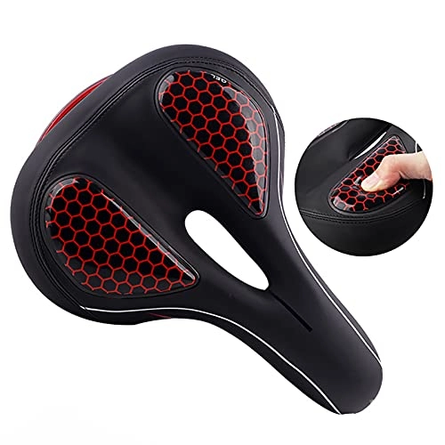 Mountain Bike Seat : Bike Saddle with Taillight, Hollow Ergonomic Bicycle Seat, Breathable Memory Sponge Cycling Seat Cushion Pad Fit Most Bikes, Red