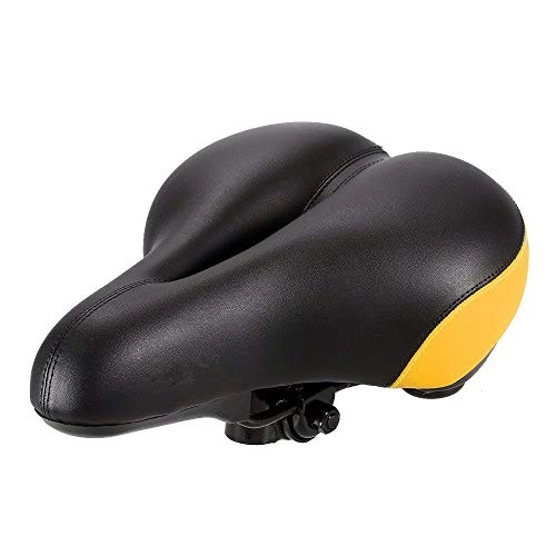 Mountain Bike Seat : Bike Seat Comfortable Men Women Memory Foam Padded Leather Wide Bicycle Saddle Cushion with Taillight, Waterproof, Dual Spring Designed, Soft, Breathable, Yellow