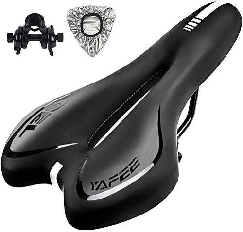 Mountain Bike Seat : Bike Seat, Gel Bicycle Saddle Comfortable Soft Breathable Cycling Bicycle Seat, Comfortable Bike Seat with Reflective Strips, for MTB Mountain Bike Comfortable (Color : Schwarz)
