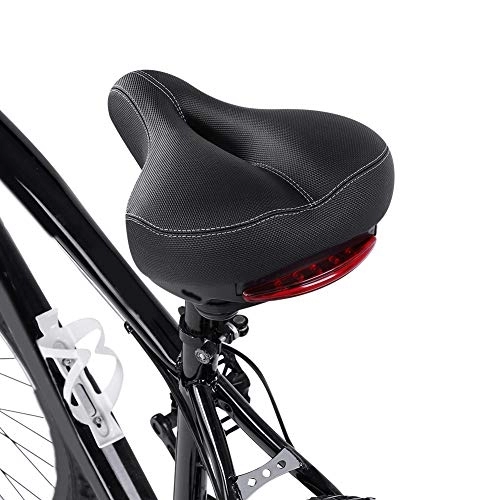 Mountain Bike Seat : Bike Seat Saddle, Universal PVC Mountain Road Bike Comfortable PU Seat Saddle with a LED Tail Light Replacement Bicycle Accessory Fit for Outdoor Bikes, 10.63 x 7.87 x 4.72 in