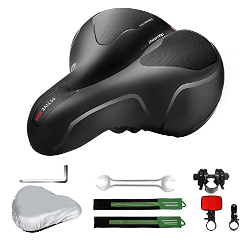 Mountain Bike Seat : Bike Seat Wide Cycling Saddle Memory Foam Breathable Cushion Pad with Cover Installation Tool Padded Bike Seat Memory Sponge Bike Saddle for Mountain Bike