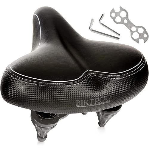 Mountain Bike Seat : Bikeroo Oversized Comfort Bike Seat Most Comfortable Replacement Bicycle Saddle - Fit for Exercise Bike and Outdoor Bikes Suspension Wide Soft Padded Bike Saddle for Women and Men