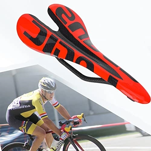 Mountain Bike Seat : BOROCO Bicycle Saddle Cushion Pad Full Carbon Fiber Glossy Red Ultralight, Outdoor Road Mountain Bike Bicycle Hollow Cycling Saddle Cushion Pad Seat(red)