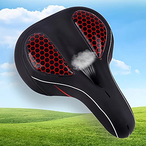 Mountain Bike Seat : Breathable Bicycle Saddle, Bicycle Seat Cushion with Taillight, High Density Memory Foam Universal Fit Bike Seat for Men Women, Red