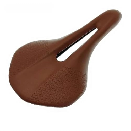 Mountain Bike Seat : Brown Bicycle Saddle Hollow Breathable Lightweight Racing Bike Saddle Road Mountain Bike Accessories (Color : Brown 142mm)