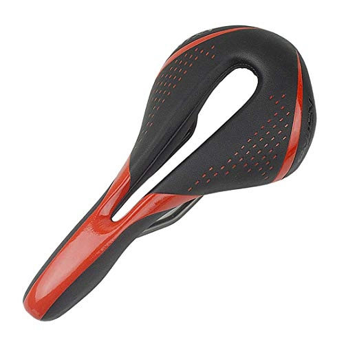 Mountain Bike Seat : BTY-BICYLEN MTB Mountain Bike Road Bicycle Cycling Parts Pain-Relief Rail Microfiber Leather Comfort Saddle Seat X20 Red