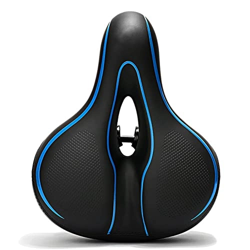 Mountain Bike Seat : BYRDZD Bicycle Seat Cushion, Mountain Bike Saddle Riding Seat Cushion, Seat Bike Seat, Thickened High Elastic Sponge, Hollow, Breathable, Comfortable and Soft. (Color : Blue, Size : B)