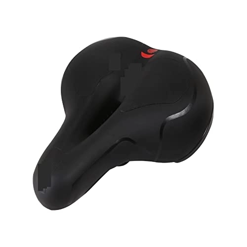 Mountain Bike Seat : CAEEKER Breathable Bike Saddle Big Butt Cushion Leather Surface Seat Mountain Bicycle Shock Absorbing Hollow Cushion Bicycle Accessories (Color : Spring Red)