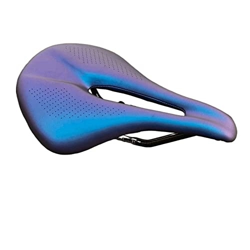 Mountain Bike Seat : CAEEKER Carbon fiber saddle road mtb mountain bike bicycle saddle for man cycling saddle trail comfort races seat red white (Color : Blue 143mm)