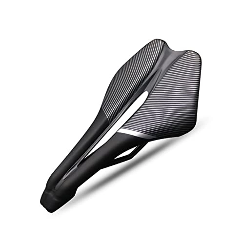 Mountain Bike Seat : canjiao shop Bicycle Saddle Hollow Breathable PU Leather Compatible With Men Road Mountain Triathlon Tt Bike Cushion Lightweight Racing Cycling Race Seat (Color : Black)
