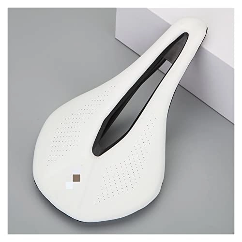 Mountain Bike Seat : canjiao shop Bicycle Seat Saddle MTB Road Bike Saddles Mountain Bike Racing Saddle PU Breathable Soft Seat Cushion Racing Seat Parts (Color : White)
