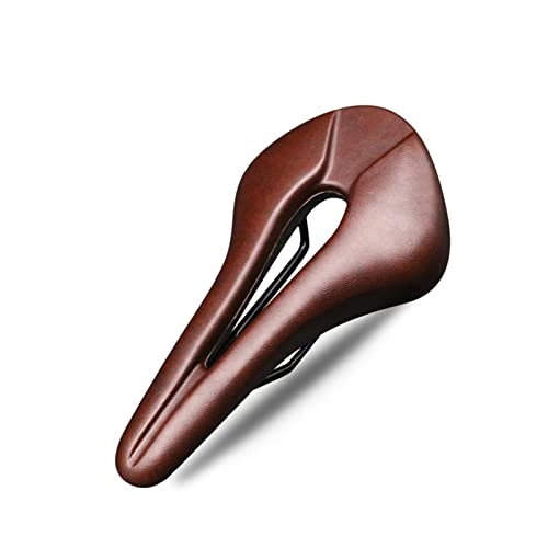 Mountain Bike Seat : canjiao shop Bike Saddle Hollow MTB Bicycle Cushion One Piece PU Leather Soft Comfortable Seat Compatible With Men Women Road Mountain Cycling Saddles (Color : Auburn)