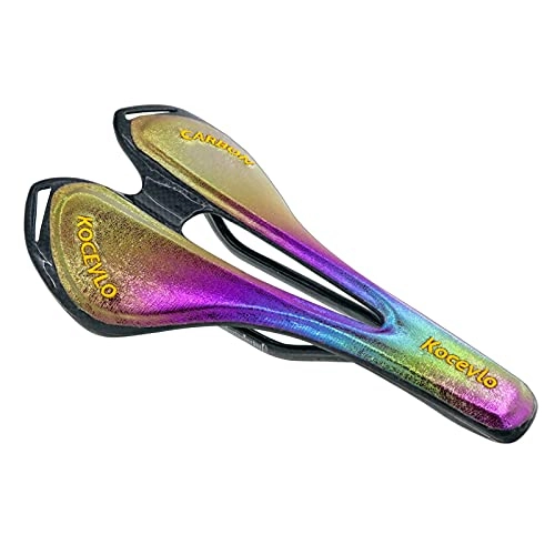 Mountain Bike Seat : Carbon Fiber Bicycle Saddle Ultra-light Mountain Bicycle RoadMTB Repair Comfortable Suitable for Men / Women for Outdoor Cycling (Colorful, size:270 * 143 mm / 10.6 * 5.6 inch)