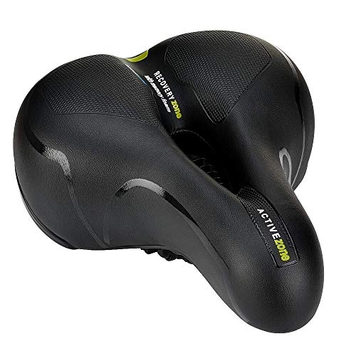 Mountain Bike Seat : CETECK Bike Seat- Comfortable Memory Foam Padded Wide Bicycle Saddle Cushion with Dual Shock Absorbing Rubber Balls Fit for Mountain Road Bikes with Reflective Strip, Life Waterproof, Breathable