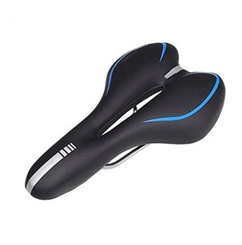 Mountain Bike Seat : CHE^ZUO BICYCLE SADDLE 0 Oppression Hollow Bicycle Cushion Road Mountain Bike Saddle Bicycle Parts Thick Widen Silicone Car Seat, Black / Blue, 280 * 130Mm