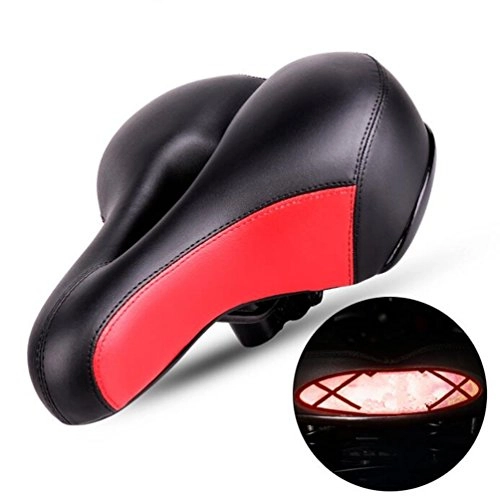 Mountain Bike Seat : CHE^ZUO BICYCLE SADDLE Bicycle Seat Cushion Mountain Bike Saddle Thick Sitting Spring Reflective Damping Comfortable Soft Sponge, 250 * 200Mm Red and Black