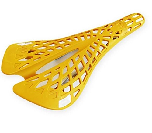 Mountain Bike Seat : CHE^ZUO BICYCLE SADDLE Bicycle Spider Web Saddle Cycling Super Light Hollow, Yellow, 280 * 125Mm Seat Cushion