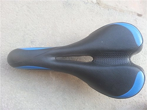 Mountain Bike Seat : CHE^ZUO BICYCLE SADDLE Mountain Bike Saddle Bicycle Cushion Comfort Bicycle Color Imitated Leather Hollow Seat Cushion, Blue, 270 * 160 * 35Mm