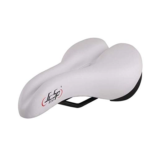Mountain Bike Seat : Chenjinxiangou01 Bicycle Seat Cushion, Mountain Bike Big Saddle, Electric Car Comfortable And Breathable Hollow Seat Cushion, Suitable For Long-distance Use, 4 Colors Available (Color : White)