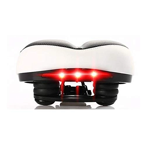 Mountain Bike Seat : Chenjinxiangou01 Bicycle Seat Cushion, Mountain Bike Soft And Breathable Wide Bicycle Saddle Cushion, Tail Light Hollow Waterproof Seat, Suitable For Most Bicycles, (Color : White, Size : 28 * 21cm)