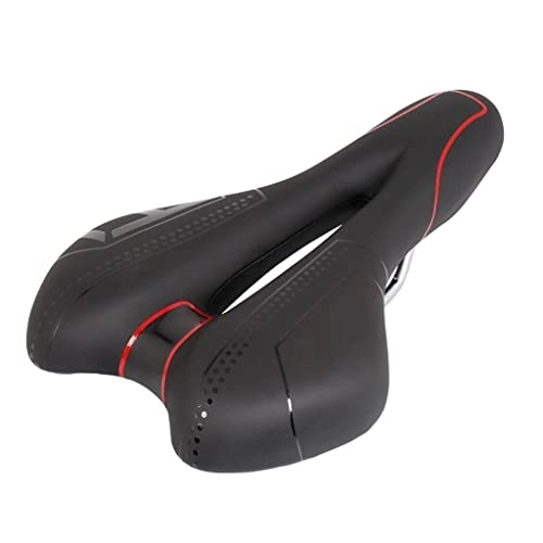 Mountain Bike Seat : CHENMIAOMIAO Bicycle Saddle Mountain Bike City Bike Thickened Seat Cushion Double Rear Wing Middle Hollowed Out Cycling Accessories (Color : A)