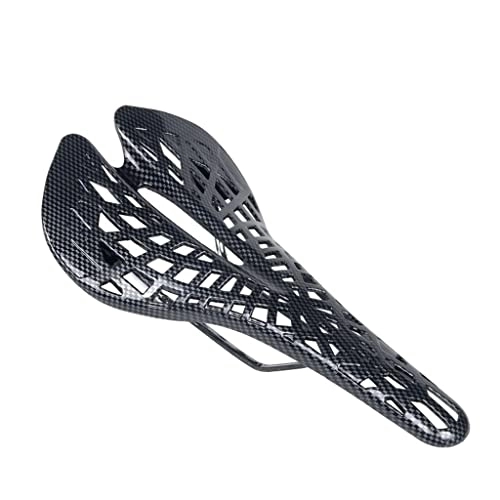 Mountain Bike Seat : CHENMIAOMIAO Mountain Bike Saddle Hollow Mesh Breathable Carbon Pattern Lightweight Seat Cushion Riding Accessories Lightweight Seat Cushion (Color : A)