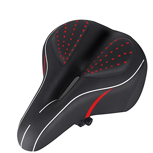 Mountain Bike Seat : CHYL Bicycle Seat, Oversized Comfort Bike Seat, Padded Leather Bike Seat Waterproof With Taillight, Universal Fit For Exercise Bike And Outdoor Bikes Suspension Wide Soft Padded Bike Saddle, Redblack