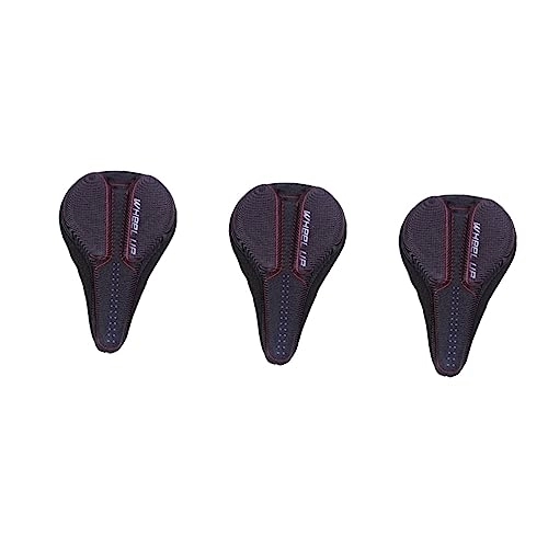 Mountain Bike Seat : CLISPEED Bike Seat 3pcs Cushion Road Elastic Silicone Shape Women Adults -absorption Seat Pad Mountain Bicycles Red Accessory Comfortable Saddle Thick Cover Riding for Breathable Bike Seat Cushion
