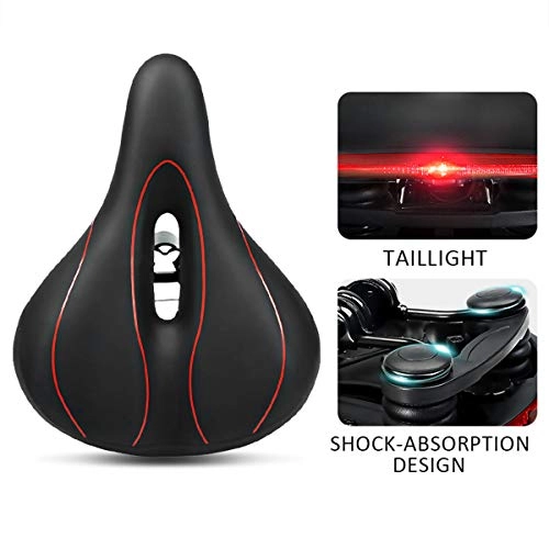 Mountain Bike Seat : CLOUD POWER Bike Seat Central Relief Zone And Ergonomics Design Fit with Taillight Soft Cycle Seat Suitable, for MTB Mountain Bike, Folding Bike, Road Bike, B