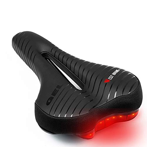 Mountain Bike Seat : CLOUD POWER MTB Bike Seat with Taillight Waterproof Soft Cycle Seat Suitable, Central Relief Zone And Ergonomics Design Fit for MTB Mountain Bike, Folding Bike, Road Bike