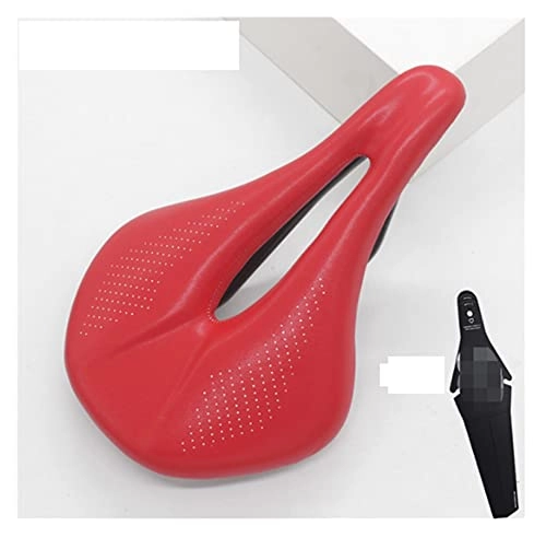 Mountain Bike Seat : CML 2021 NEW Pu+carbon Fiber Saddle Road Mtb Mountain Bike Bicycle Saddle For Man Cycling Saddle Trail Comfort Races Seat Red White (Color : RED 155mm)