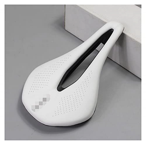 Mountain Bike Seat : CML Bicycle Seat Saddle MTB Road Bike Saddles Mountain Bike Racing Saddle PU Breathable Soft Seat Cushion (Color : White)