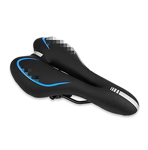 Mountain Bike Seat : CML GEL Reflective Shock Absorbing Hollow Bicycle Saddle PVC Fabric Soft Mtb Cycling Road Mountain Bike Seat Bicycle Accessories (Color : Black Blue)