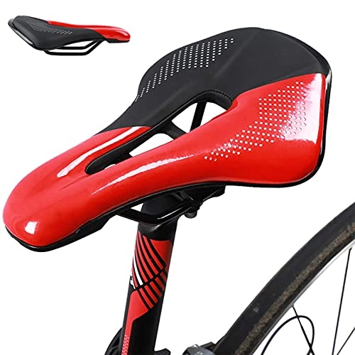 Mountain Bike Seat : Comfort Bicycle Saddle, Breathable Bike Seat Soft Padded Bicycle Cushion Seats, Waterproof Bike Gel Saddle for Women Men MTB Road Bike, Red