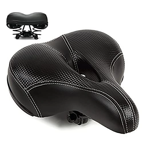 Mountain Bike Seat : Comfort Wide Bicycle Saddle, Waterproof Memory Foam Padded Soft Bike Cushion, Breathable Shock Resistance Bike Seat - Universal, Black