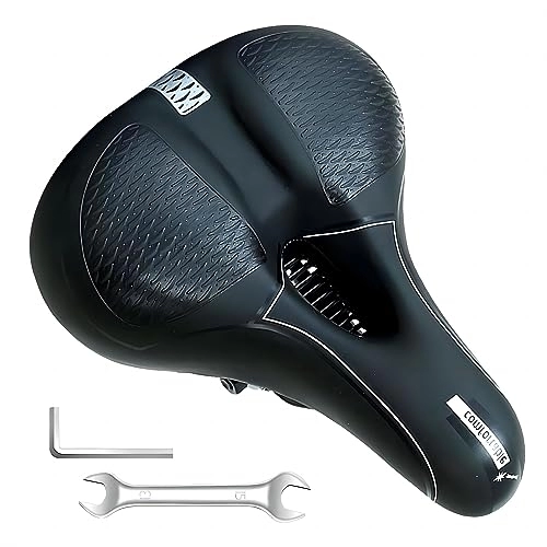 Mountain Bike Seat : Comfortable Bicycle Saddle with Double Spring Shock Absorber Ball, Gel Bicycle Seat Ergonomic for Men, Fits Mountain Bikes / MTB / Folding Bikes, Includes Tools