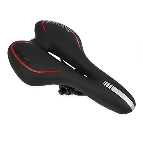 Mountain Bike Seat : Comfortable bicycle seat Reflective Shock Absorbing Hollow Bicycle Saddle PVC Fabric Soft Mtb Cycling Road Mountain Bike Seat Bicycle Accessories Widening and shock absorption ( Color : Red )