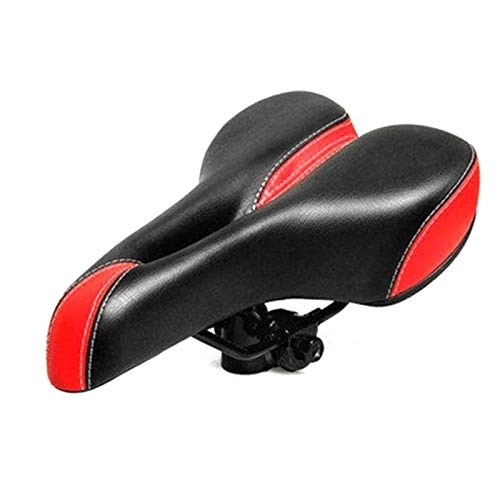 Mountain Bike Seat : Comfortable Bicycle Seat Saddle Widen Bicycle Mountain Bike Shock Absorption Soft High Elastic Cotton Hollow Cushion 27x16x13cm (Color : Red)