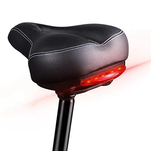 Mountain Bike Seat : Comfortable bicycle seat Wide Bicycle Cushion Warning Taillight Waterproof Soft Sponge Saddles Thicken Cycling Seat MTB Mountain Bike Saddle Widening and shock absorption (Color : Nero)