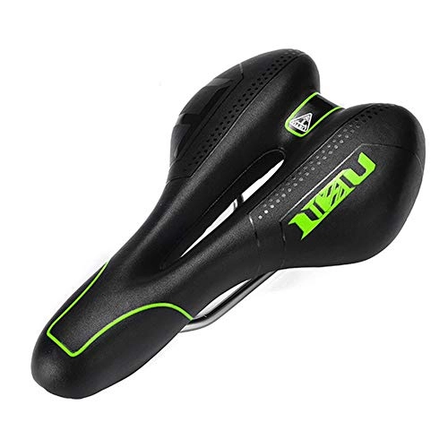 Mountain Bike Seat : Comfortable Bike Seat, Gel Waterproof Bicycle Saddle, Soft Breathable Central Relief Zone and Ergonomics Design Fit for Road Bike, for Road Bike, Mountain Bike and Folding Bike, Green