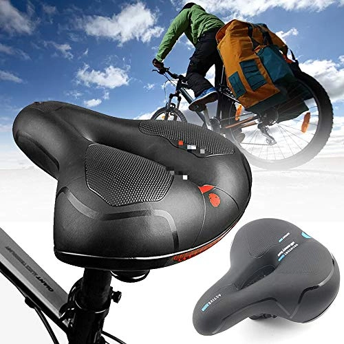 Mountain Bike Seat : Comfortable Bike Seat Replacement Men and Women, Wide Bicycle Saddle Memory Foam Padded Soft Bike Cushion with Dual Shock Absorbing Rubber Balls Universal Fit for Indoor Bikes Mountain Bike (Red)