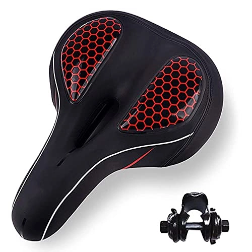 Mountain Bike Seat : Comfortable Men Women Bike Seat, Cycling Seat Cushion Pad with Taillight, Memory Foam Padded Leather Wide Bicycle Saddle Cushion, Fit Most Bikes, Red